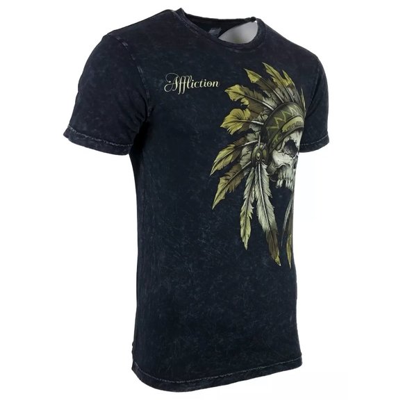 AFFLICTION WINDTALKER Men's T-shirt BLACK LAVA Biker - Picture 5 of 7